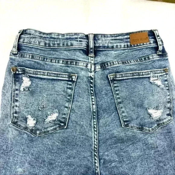 Judy Blue Acid Wash Distress Highrise Stretch Tummy Control Ankle Jean Size 7/27 - Picture 9 of 16